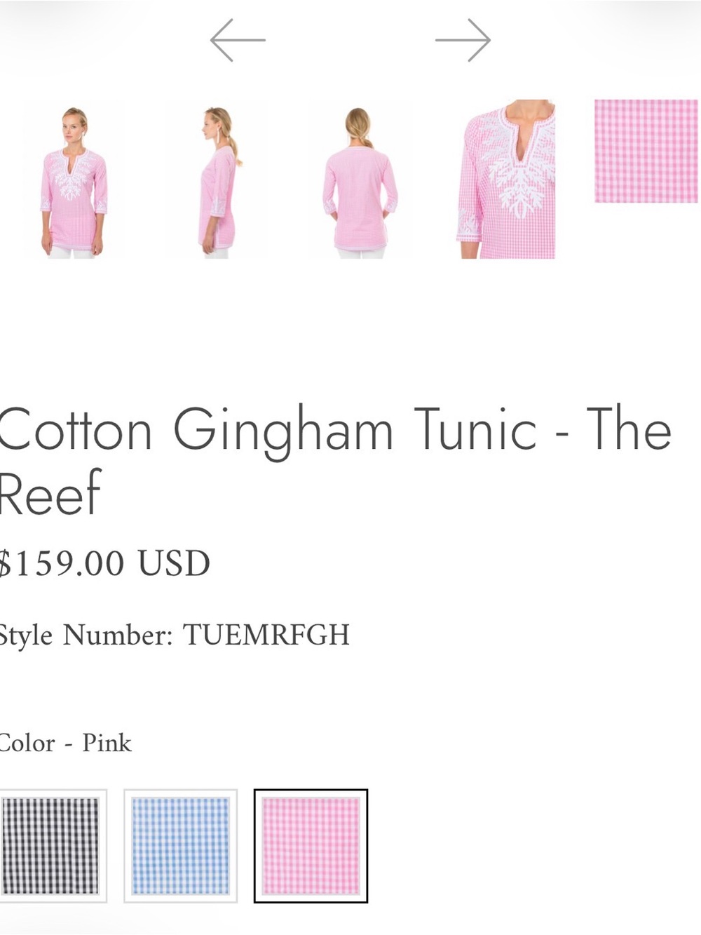 Gretchen Scott Designs Pink Gingham Tunic with White Embroidery - Picture 11 of 11